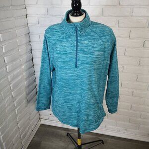 St John's Bay Ladies Size XL Teal Classic 1/4 Zip Fleece Pullover